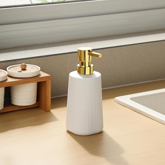 Small Soap Dispenser for Bathroom and Kitchen, Modern Farmhouse Striped Style - Image 5