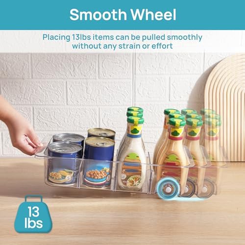 Vtopmart Fridge Organizer Bins on Wheels, Clear Roll Out Drawer