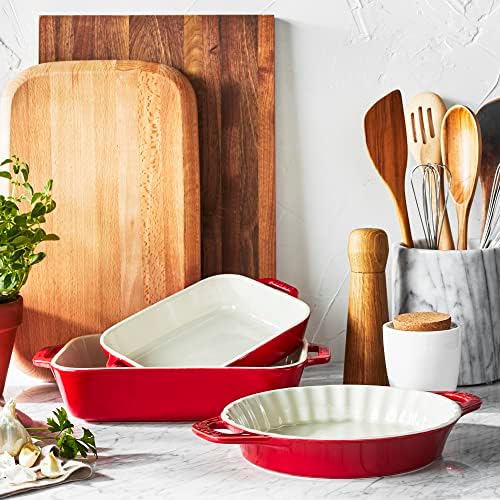 STAUB Ceramic Bakeware-Pie-Pans Dish, 9-inch, Cherry