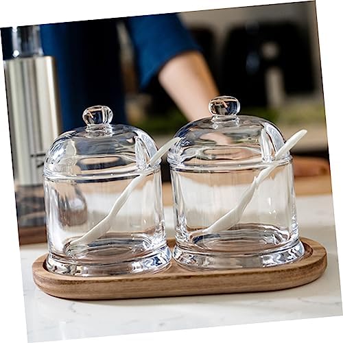 Glass Seasoning Dispenser with Ceramic Lid, Kitchen Spice Jar