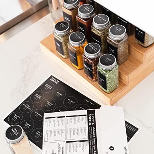 Spice Labels for Glass Jars, 202 Round Preprinted Waterproof Kitchen