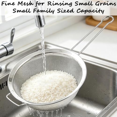 Fine Mesh Strainer Set with Sturdy Handle, Stainless Steel, 7.87"x2