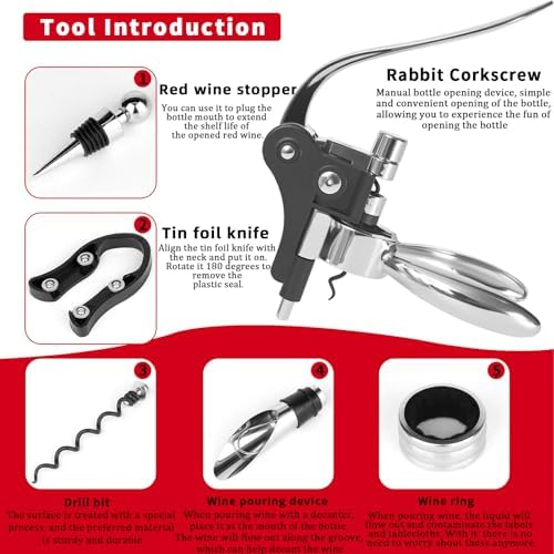 Rabbit Wine Opener,Stainless-Steel Lever‐Style Corkscrew