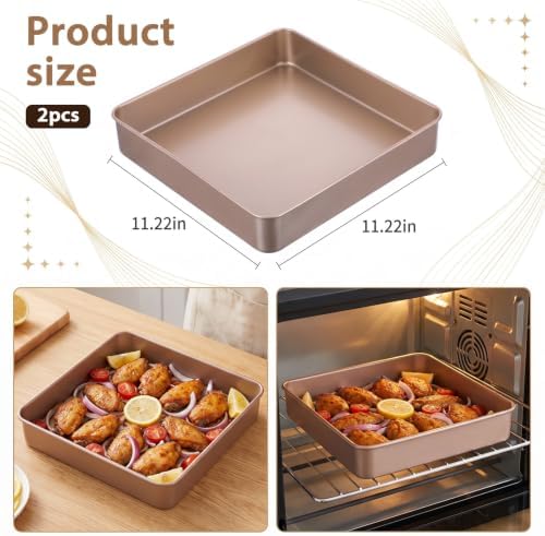 2 Pack Square Cake Pan Nonstick Cookie Sheet 11Inch Baking Toaster