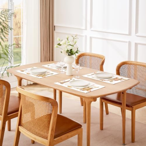 QIYI Fall Placemats Set of 6, 12"x18" Linen Place Mats, Pumpkin