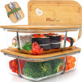 EcoPreps Large Glass Bento Box Containers with Bamboo Lids, 3