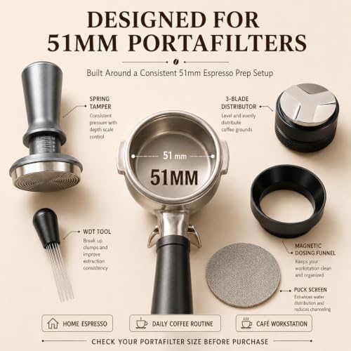 51MM Espresso Tamper Kit, 5 PCS Espresso Accessories Kit with Espresso