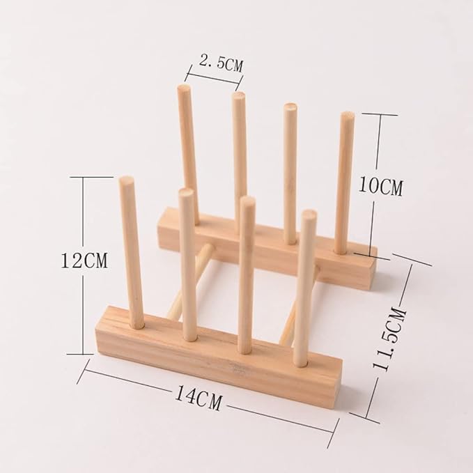 YWSHF 2 PCS Bamboo Wooden Dish Rack Dishes Drainboard Drying Drainer Storage - Image 6