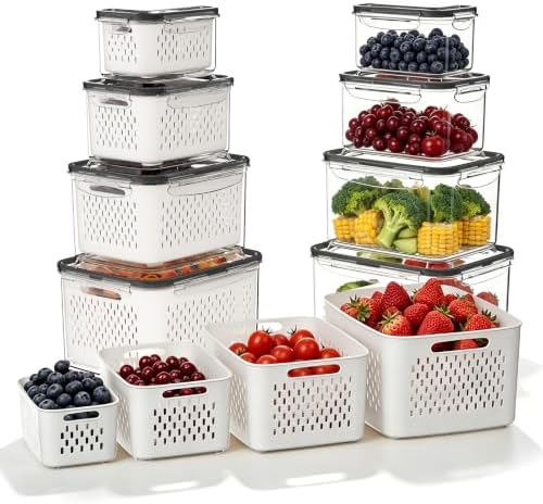 JOYZAN Fruit Storage Containers for Fridge, 8 Pack