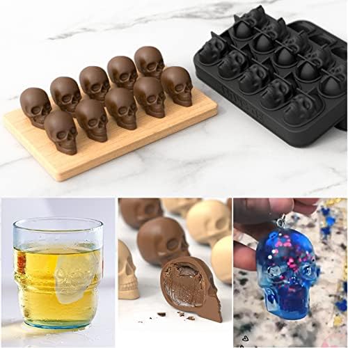 Ice Cube Trays,Silicone Ice Cube Mold Maker with Lid,Skull Head Style