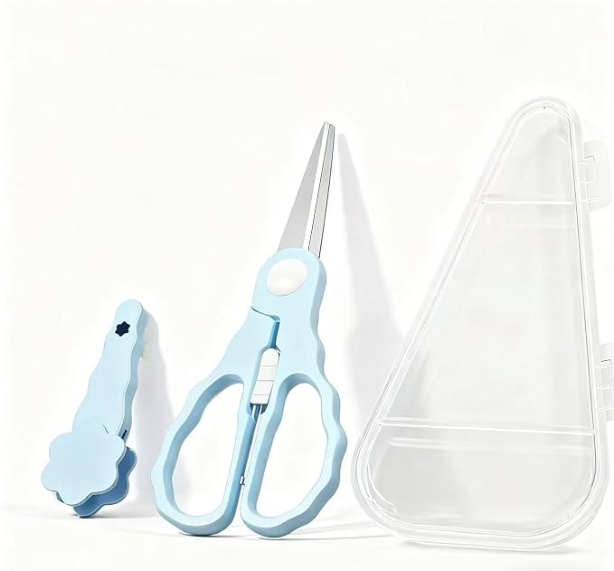 Baby Food Scissors with Travel Case, Portable Stainless Steel Shears with by OLQW