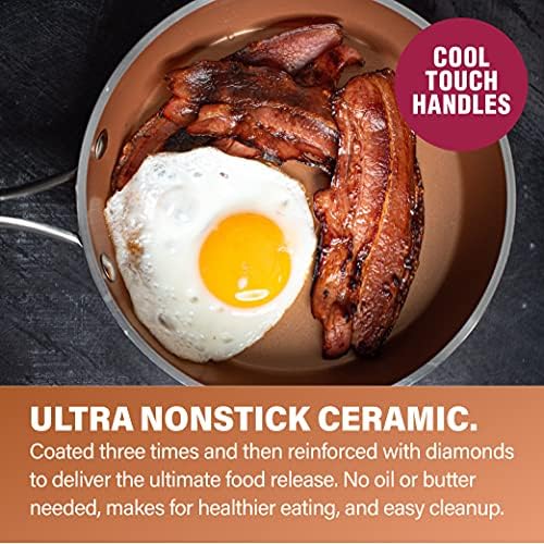 Gotham Steel Hammered Copper Collection – 15 Piece Premium Cookware &