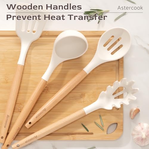 Astercook 39-Piece Silicone Utensil Set, Cream