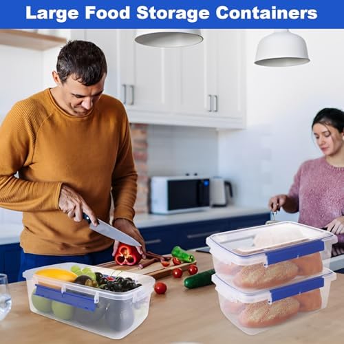 2 Pcs Large Food Storage Containers with Airtight Lid, 5.5L Reusable