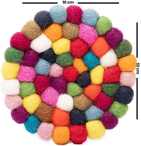 Round Felt Ball Coasters - 100% Merino Wool Table Coasters - Felt