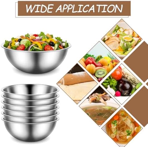 12 Pcs Stainless Steel Mixing Bowls with Graduations, Stainless Steel