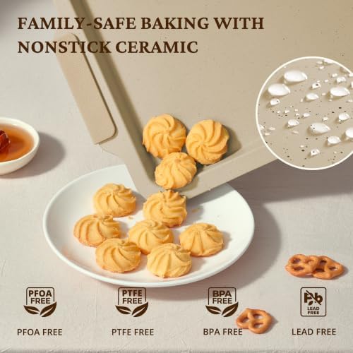 BRONYPRO Nonstick Ceramic Baking Sheet Set of 3, Aluminized Steel