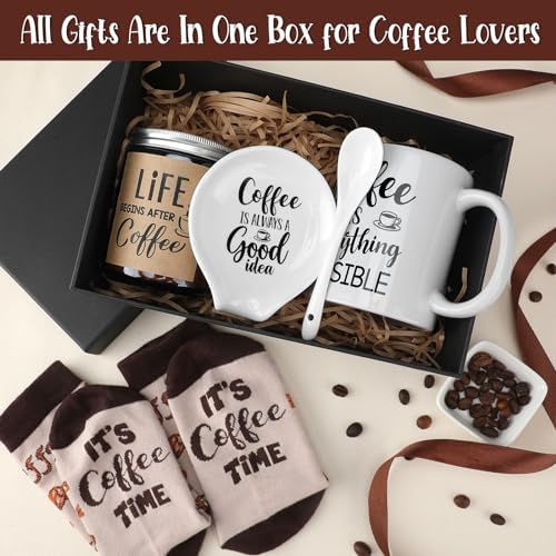 Vabean 7 Pack Coffee Gift Basket for Women Men, Christmas Coffee Lover