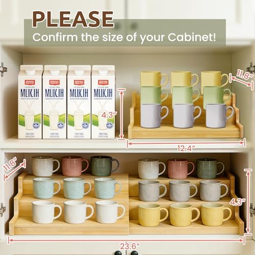 3-Tier Expandable Bamboo Mug Holder for Countertop Coffee Cup Holder