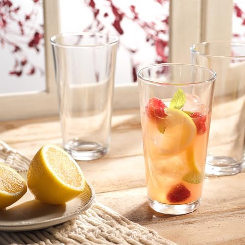 Home Essentials Stackable Clear Drinking Glasses Set of 10, 16oz