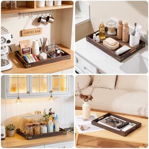 Wood Serving Tray - 17In Large Serving Tray with Handles | Decorative