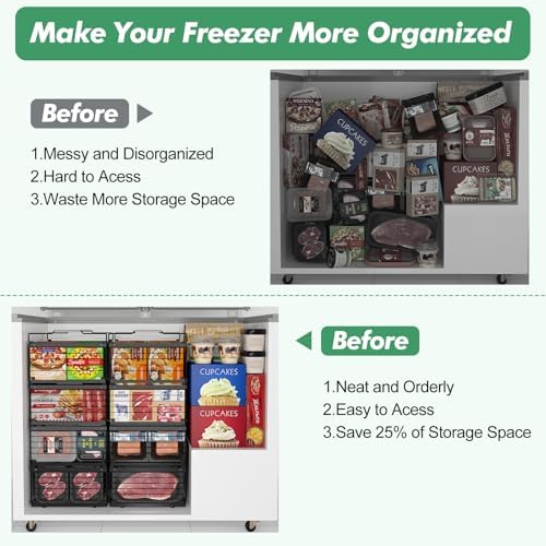 ADRIMER Freezer Organizer Bins, 2 Packs Foldable & Stackable Chest