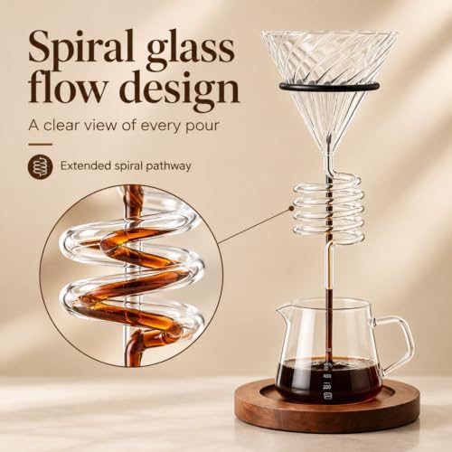 Spiral Pour Over Coffee Maker Set with Stand, 400ml