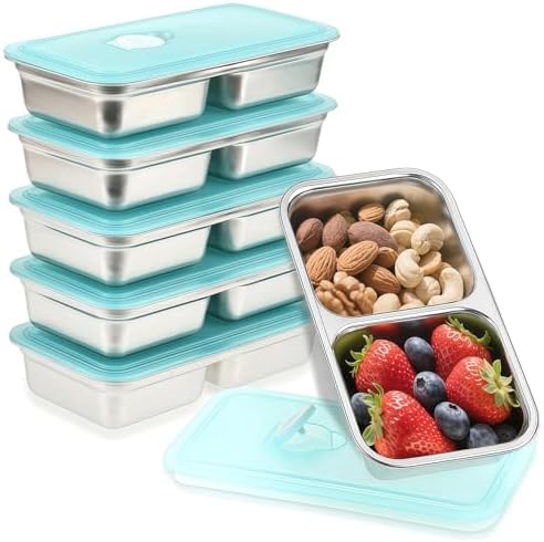 Stainless Steel Snack Containers, 6-Pack with Lids