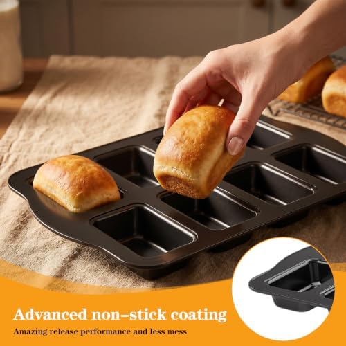 4 Pack Mini Loaf Pans 8-Cavity, Small Cornbread Pan, Banana Bread Pan