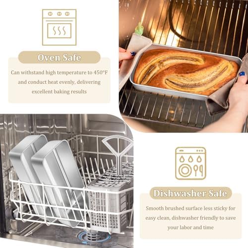 TeamFar Loaf Pan, 12 x 5 Inch Stainless Steel Loaf Pans for Baking