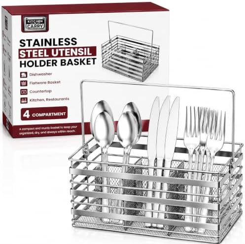 Kitchen Utensil Holder Countertop, Stainless Steel Utensil Basket