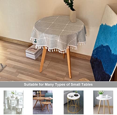 Round Boho Farmhouse Rustic Tablecloth Grey 48 Inch