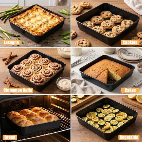 8x8 Baking Pan with Lid 2Pcs Stainless Steel Square Cake Pan for