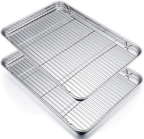 P&P CHEF 19.6 Inch Baking Sheet with Rack Set, Pans with Flat Racks