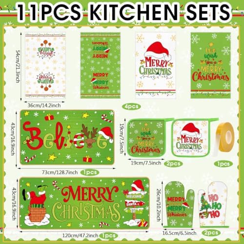 HunnmingRe 10 Pcs Lime Green Red Christmas Kitchen Decor Accessories