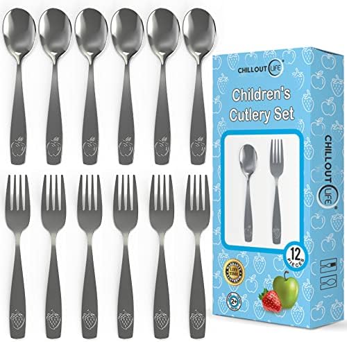 CHILLOUT LIFE Kids Silverware Set, Stainless Steel Utensils, 12-Piece