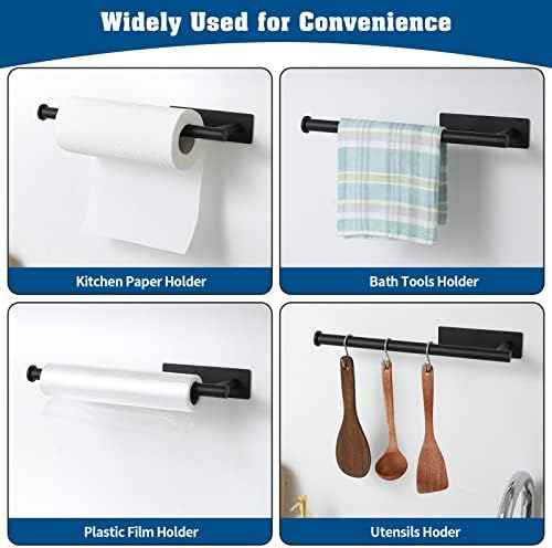 theaoo Under Cabinet Paper Towel Holder, Adhesive, Black