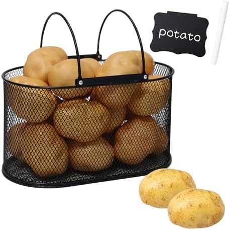 Potato Storage Potato Bin, Metal Potato Basket with Handle, Potato