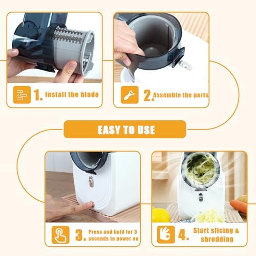 Cordless Electric Vegetable Slicer and Cheese Grater, Rechargeable