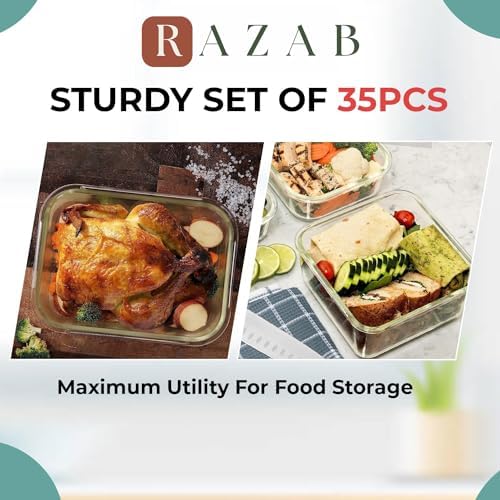Razab 35 Pc Glass Food Storage Containers with Lids
