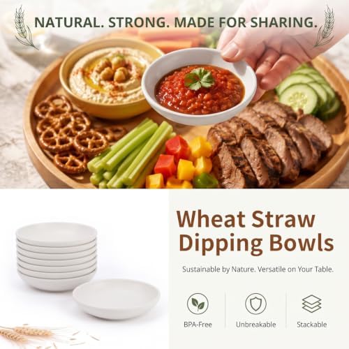 4 Inch Dipping Bowls Set 8PCS, Unbreakable Dipping Sauce Cup(White)