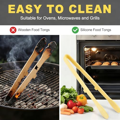 uxcell Silicone Tongs, 2-Pack, Gray