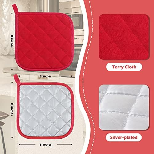 Joyhalo 4 Pack Heat Resistant Pot Holders - Terry Cloth Sets for
