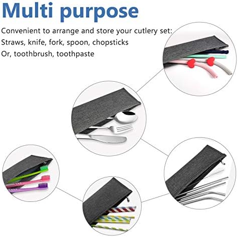 Aosbos Reusable Straws Carrying Case, Portable Small Pouch for Metal