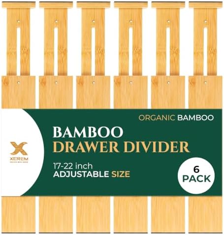 6 Pack Deep Drawer Dividers - 17-22 Inch Deep Expandable Drawer