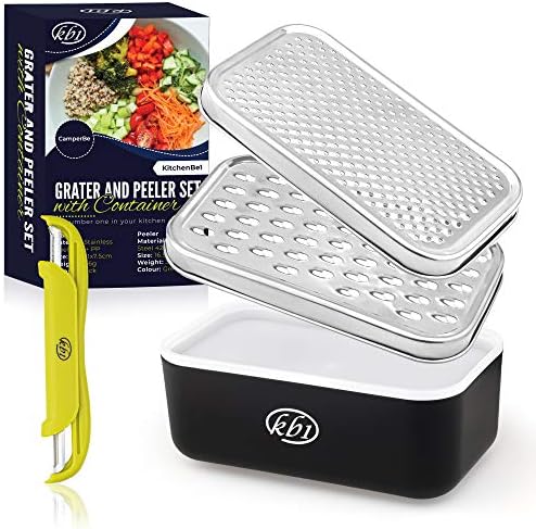 Cheese Grater with Container and Lid, Peeler Set
