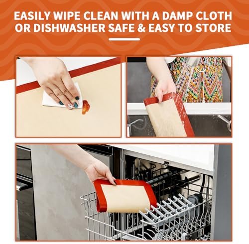 KitchenRaku 3-Pack Silicone Baking Mat, (16.5"x11.6") 2 Half Sheets +
