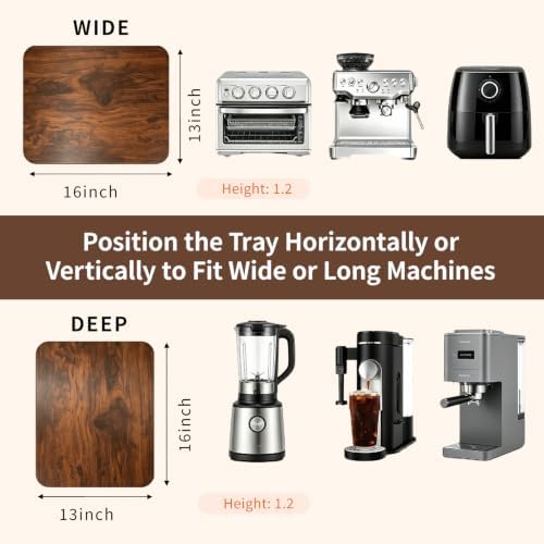 Wood Coffee Maker Appliance Slider Rolling Tray