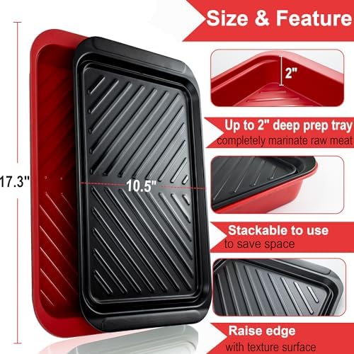 KAQAHIDO Grilling Deep Prep and Serve Trays, BBQ Platter for Raw Meat