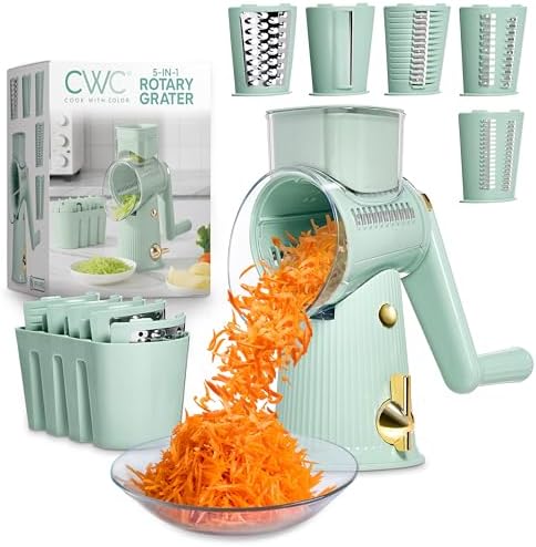 COOK WITH COLOR Rotary Cheese Grater, 5 Blades